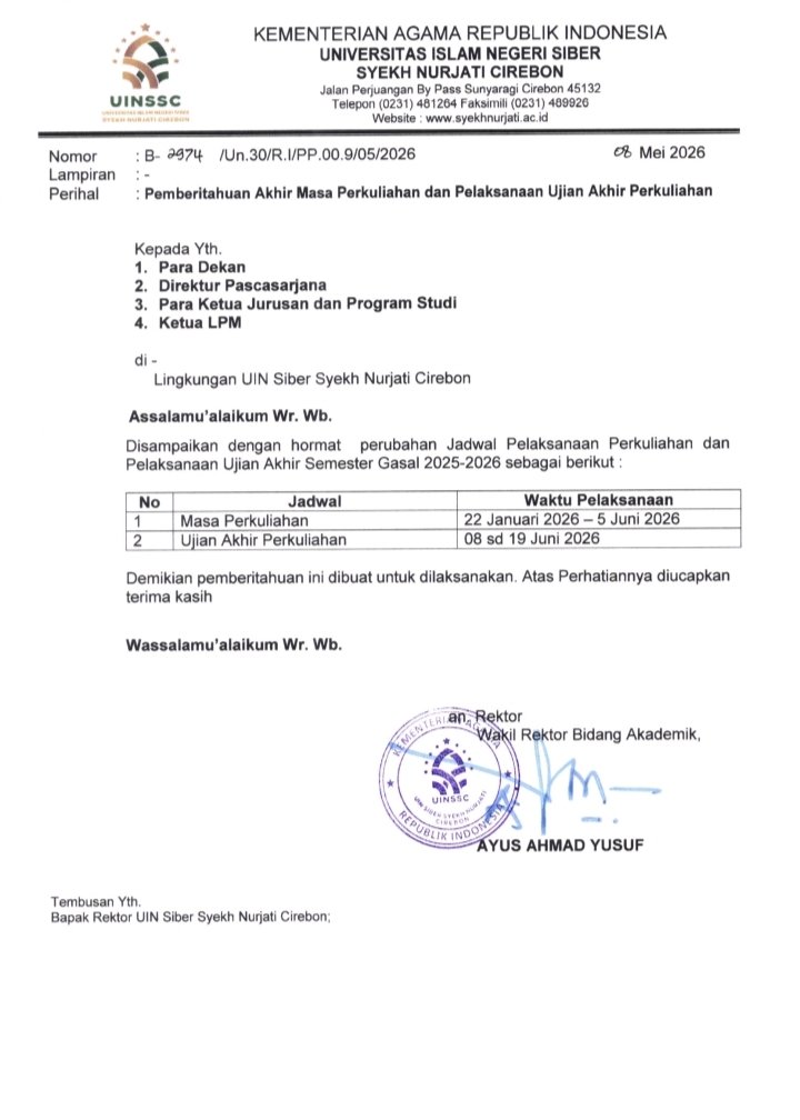 Pelaksanaan Perkuliahan dan UAS Gasal 2025–2026